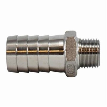 MIDLAND METAL Hose Nipple, Reducing, 114 x 1 Nominal, Barb x MIP, 150 psi, 40 to 160 deg F, ASTM A351 Stainle 73977